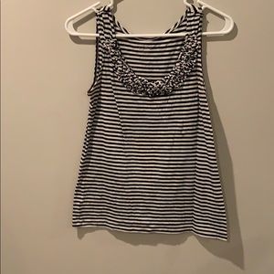 Loft cotton black and white striped tank top